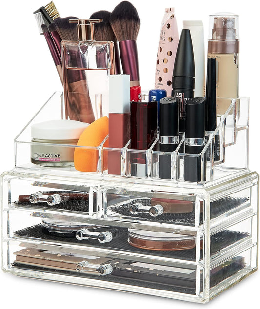 Make up Organiser for Women Teenagers Acrylic Drawers Makeup Storage 12Cm X 24Cm X 22Cm Clear Bathroom Bedroom Dressing Table Organiser