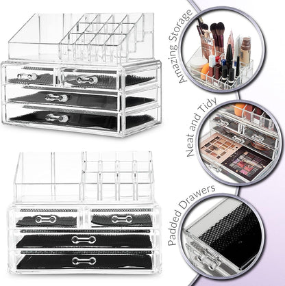 Make up Organiser for Women Teenagers Acrylic Drawers Makeup Storage 12Cm X 24Cm X 22Cm Clear Bathroom Bedroom Dressing Table Organiser