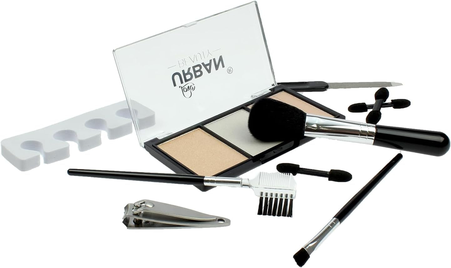 Divine Beauty Vegan French Manicure Makeup Box – 76-Piece Makeup Sets – Includes Eyeshadows, Highlighter, Lipstick, Blush